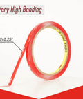 Clear Double Sided Tape One Quarter Inch Ten Feet Heavy Duty Mounting Adhesive for Electronics Glass Automotive Home