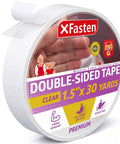 Clear Double Sided Tape Removable 1.5 Inch By 30 Yards roll with hand holding the tape, suitable for multiple crafts.