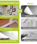 Heavy Duty Clear Double Sided Tape Removable Nano Mounting Adhesive Tape For Walls Photos Crafts Posters And Carpets 1 Inch By Sixteen Point Five Feet comparison against regular tape showing no damage and no residue