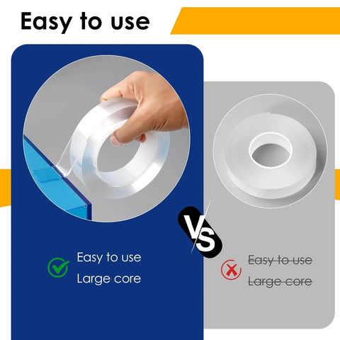Heavy Duty Double Sided Tape Nano Mounting Tape Clear Multipurpose Adhesive For Home And Office with easy-to-use large core