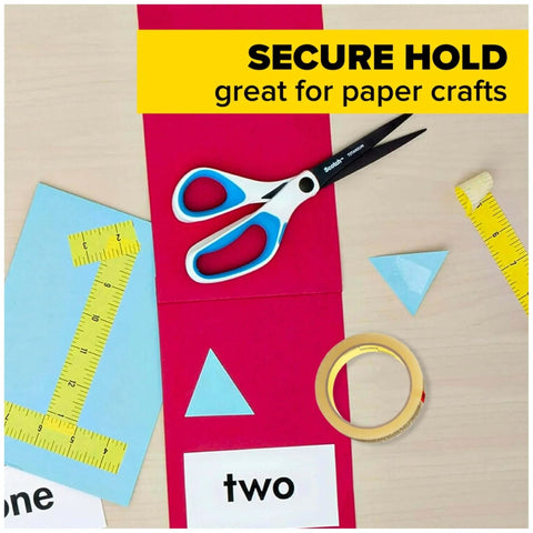 Clear Double Sided Tape 1/2 Inch By 36 Yards With A 3 Inch Core Permanent Adhesive On Both Sides shown with crafts materials.