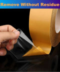 Ultra Thin Clear Double Sided Tape For DIY Crafts And Home Projects shown with peel and stick demonstration, highlighting adhesive strength.