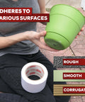 Clear Double Sided Tape Removable 1.5 Inch By 30 Yards shown adhering a green pot to demonstrate versatile surface application.