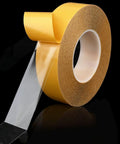 Ultra Thin Clear Double Sided Tape For DIY Crafts And Home Projects, Strong Peel And Stick Adhesive, roll showing clear and adhesive side