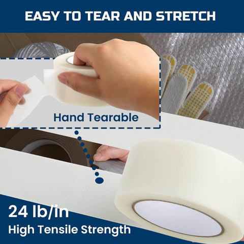 Hand tearing Clear Duct Tape Heavy Duty 9 Mil Waterproof No Residue 2 Inches By 25 Yards For Packaging Sealing Repairing