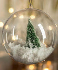 20 Pack Clear Plastic Fillable Ornament Ball 3.15''/80mm decorated with miniature tree and snow for Christmas decor