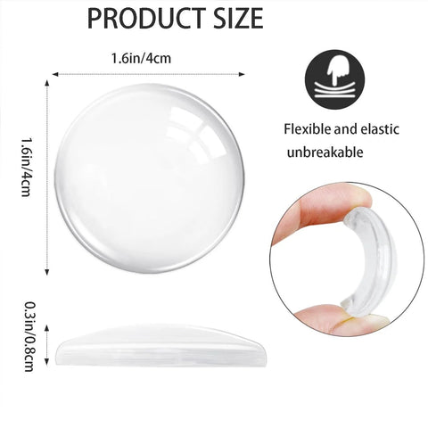 9 Pack Clear Gel Door Stop Wall Protectors Round 1.57 Inch Self Adhesive Cushions Soft Transparent Wall Bumpers Size Overview