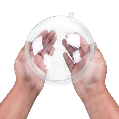 Hands holding 5.5" Clear Big Plastic Acrylic Arts & Crafts Giant Mold Shells Molding Balls Crafting Kit (140mm) (6)