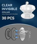 30 Pack Clear Invisible Adhesive Tapes For Pop Socket Base 1.4 Inch Double Sided Tape Non Damaging And Residue Free Removal Crystal Clear