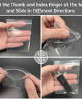 Demonstration of 400 Pcs Clear 3x4 Inch Jewelry Bags 2 Mil Resealable Zip Bags in use, showing sealing and opening process