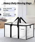 8 Pack Extra Large Heavy Duty Moving Bags Clear Storage Bins With Lids Reinforced Handles And Heavy Duty Zippers for clothes.