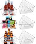 Clear One Eighth Wedge Corner Cabinet Lazy Susan Organizer Bins For 28 To 29 Inch Diameter Turntable Storage Pack Of Six with food items