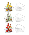 Clear Lazy Susan Corner Cabinet Organizer Bins Set For 26 To 28 Inch Diameter Turntable with condiments, BPA-free, 6 pack.