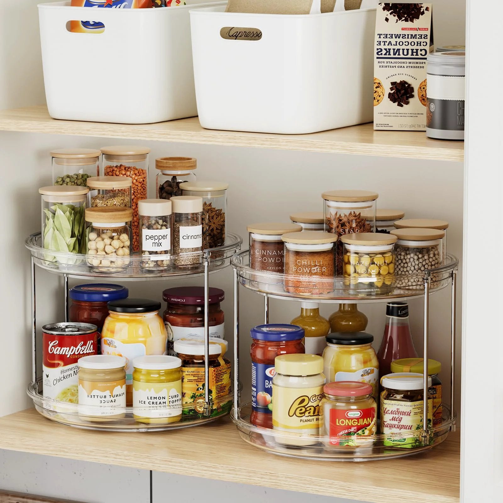 Two-Tier Lazy Susan Organizer - Spice Rack ✓