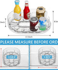 360 Degree Rotating Refrigerator Lazy Susan Turntable 13.5 Inch By 8.5 Inch Clear Plastic Organizer with bottles and jars.