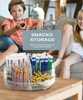 Snacks arranged in a 2 Pack 9 Inch Lazy Susan Organizer With 4 Removable Bins, Rotating Turntable Storage for convenient access.