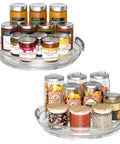 Clear Lazy Susan Turntable Set 9.25 Inch Rotating Organizer Two Pack For Vanity Kitchen Cabinet Pantry Spices Condiments