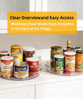 Clear BPA Free 360 Degree Lazy Susan Turntable For Spice Organization in kitchen displaying canned goods, 10-inch rotating organizer.