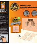 Tough And Clear Double Sided Tape Squares For Mounting, 24 Pre-Cut 1-Inch Squares, Heavy Duty Weatherproof Adhesive package