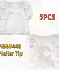No-Mar Tip Replacement Set for DCN Series showing clear nailer tip in 5-piece pack, prevents marks on wood surfaces.