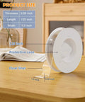 Heavy Duty Double Sided Nano Tape Removable Mounting Tape 1 Inch Wide Clear Adhesive Strips For Home Office Car Outdoor Use 10 Feet Long Stick Anywhere Ultra Strong No Residue Reusable Holds Light To Moderate Items, shown in protective case with measurements.