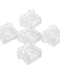 Five clear inserts from the No-Mar Tip Replacement Set for DCN Series that shields wood surfaces by snapping over nailer nose.