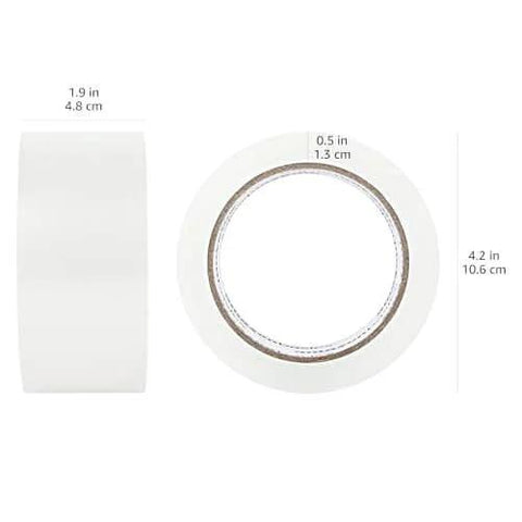 Side and top view of Strong Clear Packaging Tape 1.88 Inch By 54.6 yd 12 Pack with Low Odor Acrylic Adhesive for shipping