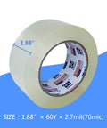 Heavy Duty Packing Tape 6 Rolls Clear 360 Yards 2.7 Mil 1.88 Inch Wide Ultra Strong for Packaging and Shipping size detail