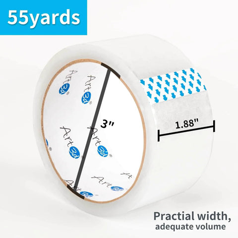 6 Rolls Clear Packing Tape Heavy Duty 1.88in x 55yds 2 Mil Thick For Carton Sealing