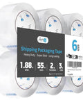 6 Rolls Clear Packing Tape Heavy Duty 1.88in x 55yds 2 Mil Thick For Carton Sealing package front view