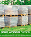 Pallet Cover Bags 50 Pack Heavy Duty Clear 3 Mil Polyethylene For Outdoor Storage And Weather Protection covering stacked pallets outdoors