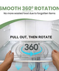 Hands using Rotating Refrigerator Lazy Susan Organizer Square For Large 16 Point 5 By 11 Inches Clear PET Turntable in fridge