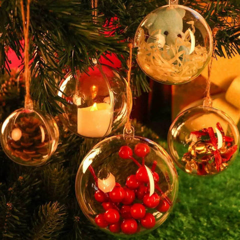 20 Pack Clear Plastic Fillable Ornament Ball 3.15''/80mm for Christmas with decorations hanging on tree