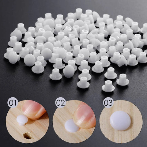 3/16 Inch Plastic Hole Plugs For Round Cabinet Holes And Shelf Covers, Clear 5 Mm Hole Plugs For Furniture Cupboards, 100 Pieces With Transparent Storage Box, Jetec