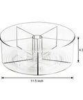 Rotating Makeup Organizer Turntable 11.5 Inch Large Cosmetic Storage with Five Dividers, 360° rotating, clear plastic design