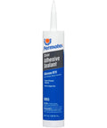Clear RTV Silicone Adhesive Sealant For Indoor And Outdoor Use, Waterproof, 11 Oz Tube, shown in a blue and white container