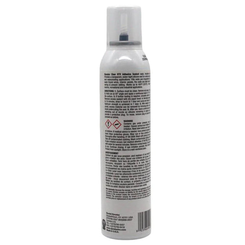 Side view of Clear RTV Silicone Adhesive Sealant, 8 Oz Can, Moisture Cure Formula Delivers A Strong Flexible Bond, Watertight Seal