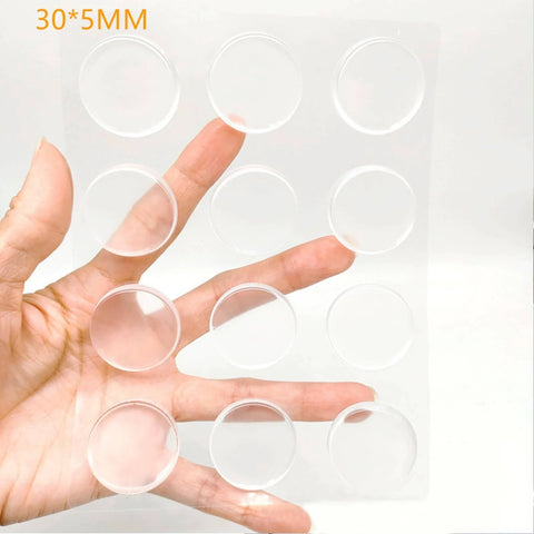 Protect walls and doors with 12 clear rubber bumper shields featuring self-adhesive backing; cushions door handles, absorbs shock