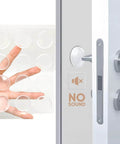 Protect walls and doors with 12 clear rubber bumper shields featuring self-adhesive backing; cushions door handles, absorbs shock.