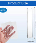 Clear Self Adhesive Rubber Furniture Wall Bumpers Door Slam Silencers Anti Collision Strips For Cabinets Desks And Chairs Easy Peel And Stick 8 Long Strips No Tools Needed shown in hand to display size with dimensions 4.5cm x 1.5cm.