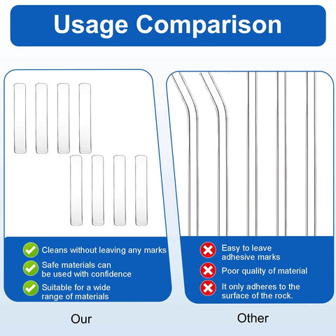 Comparison chart showing clear self adhesive rubber furniture wall bumpers door slam silencers vs competitor products.