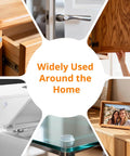 128 Pack Clear Rubber Cabinet Bumpers With Self Adhesive Silicone Pads For Cabinets Drawers And Doors Quiet Soft Close Anti Slam Protection That Will Not Scratch Wood Glass Metal Or Painted Surfaces installed on various home surfaces.