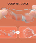Close-up of Six Pack Clear Rubber Door Stop Guards For Walls With Self Adhesive Backing Quiet Door Knob Protectors showing flexibility and design details.