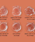 Six Pack Clear Rubber Door Stop Guards For Walls With Self Adhesive Backing Quiet Door Knob Protectors in various animal shapes