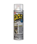 Front view of a 14 oz can of Clear Rubber Sealant Spray On Coating 14 Oz Waterproof Transparent Sealant For Gutters Roofs Skylights Windows Wood RVs And Campers Stops Leaks Instantly Dries Flexible And Paintable.