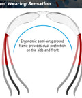 Clear ANSI Z87.1 Safety Eyewear For Men And Women Scratch Resistant Lenses with ergonomic semi-wraparound frame.