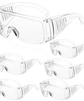 Clear Safety Glasses Bulk Pack 6 Pairs Lightweight Protective Eyewear For All, showing six clear wraparound safety glasses.