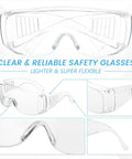 Clear Safety Glasses Bulk Pack 6 Pairs Lightweight Protective Eyewear For All with wraparound shields and UV protection