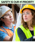 Two workers wearing Clear Safety Glasses For Men With Impact Resistant Lenses Meets ANSI Z87.1, highlighting eye protection.