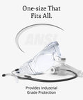 Over Eyeglasses Safety Glasses With Anti Fog Scratch Resistant Coating Pack Of 3 beside stethoscope and vials